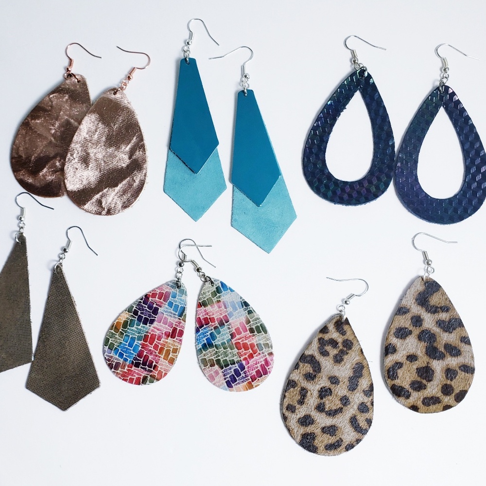 Genuine leather earrings